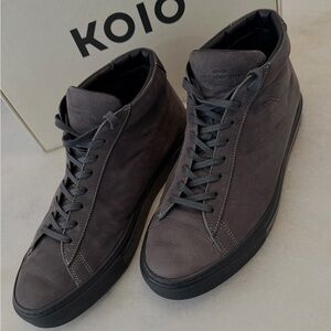 KOIO Capri Mid Top Men's Leather Sneakers in Dark Gray